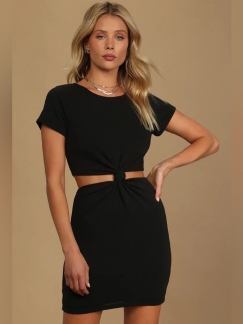 Lulu's Black Twist Front T-Shirt Dress